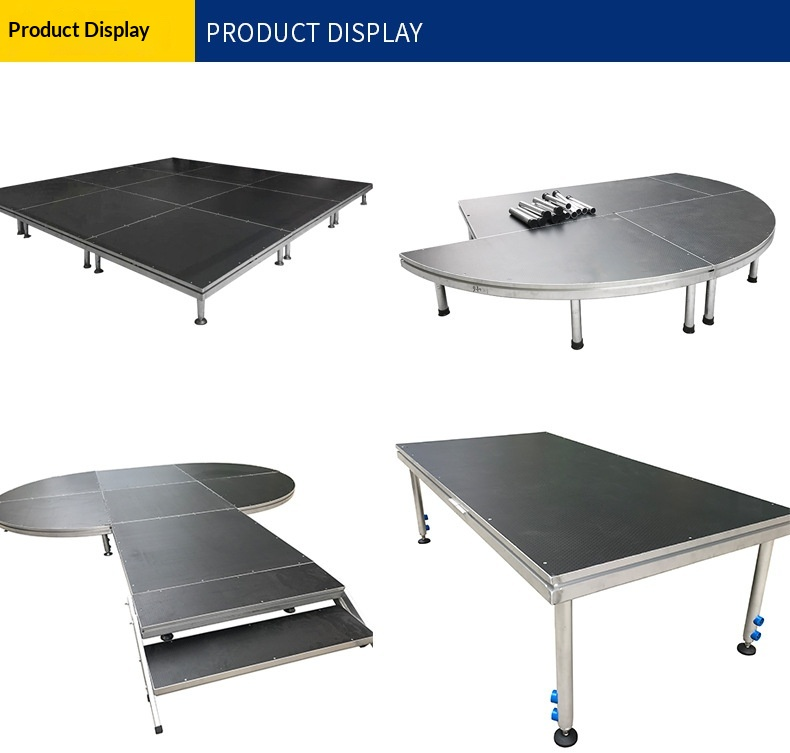 Square Aluminum Alloy Mobile Stage Shelf with Adjustable Height 40-100cm for Quick Installation