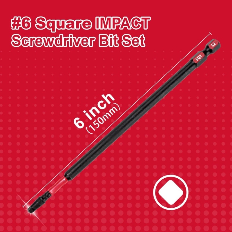 Heavy-Duty 6 SQ2 Structural Bit | Anti-Wobble SIPs & Timber Framing Tool (1/4 Hex)