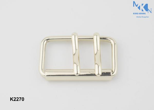Brush Light Gold Double Pin Belt Buckle , Two Prong Belt Buckle For Canvas Bags