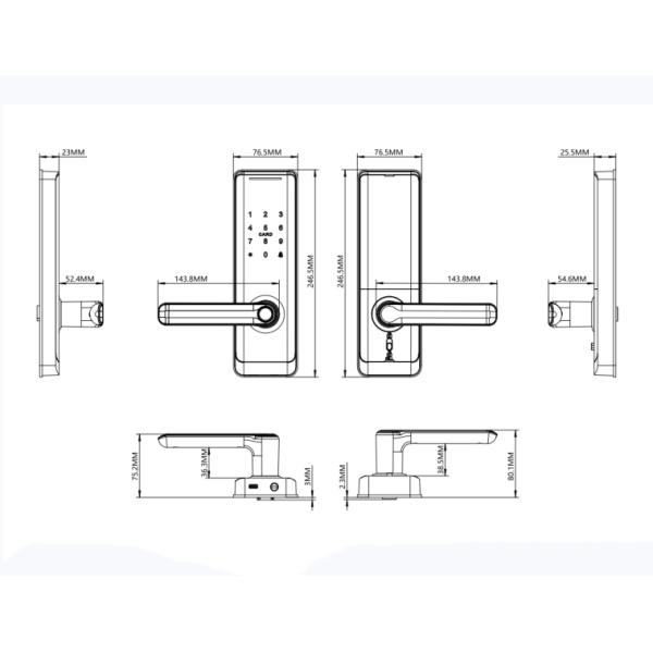 Умный ключ Wifi Интеллектуальный электронный дверной замок безопасности Замок отпечатков пальцев с удаленным управлением Приложение для офиса