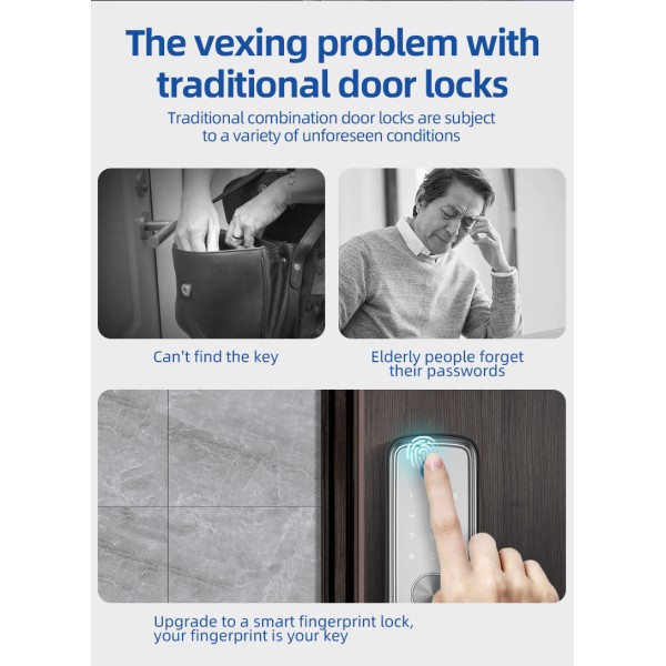 YAGU Hot Selling Supplier Deadbolt Door Lock Ttlock Tuya Smart Locks for Front Door Wi-Fi Keyless Smart Digital Door Lock