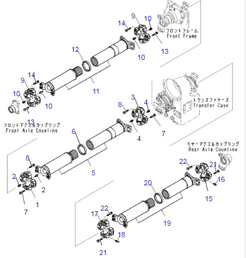 Komatsu WA500 Wheel Loader Axle Center Drive Shaft 425-20-33122 425-20-34141