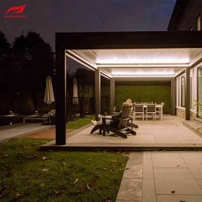 Customized Size 3x3m Motorized Aluminum Pergola in White with Smart Home Integration