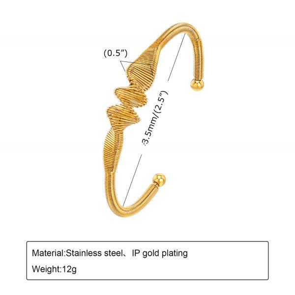 Brassière en acier inoxydable doré 18K Bracelets en spirale réglable pour femmes
