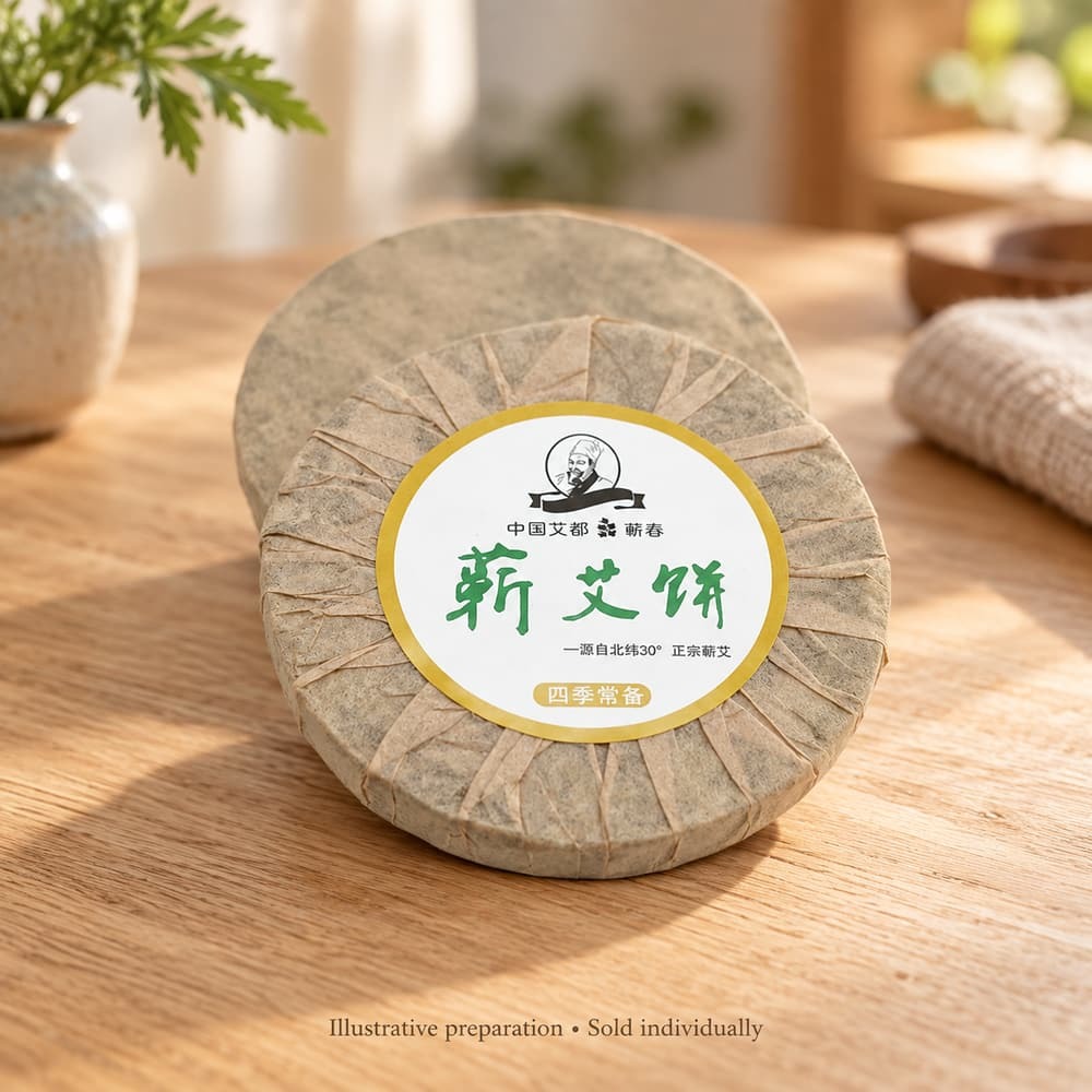 Qiai Mugwort Cake in an Individual Paper Wrap for Wholesale Supply