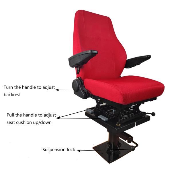 Red Static Seat S802 Rotation Train Driver Seat With Backrest Adjustment