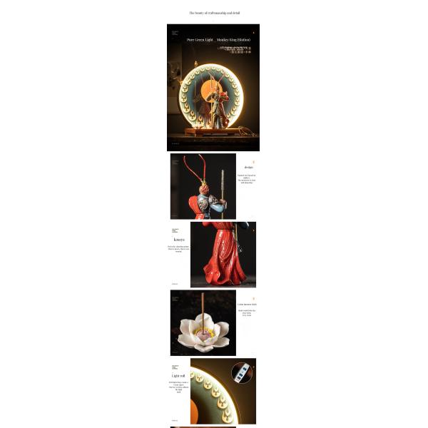 2024 Black Myth Wukong LED Light Incense Burner Contemporary Design Style Home Decor