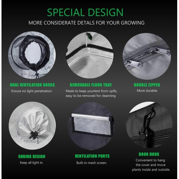 600d Indoor Grow Tent Complete Kit Metal Pole с высокоэффективной лампой 90x90x180
