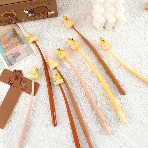 Cute dibujos animados Animal Shaking Gel Plumas 0.5 mm, tinta negra Gel de escritura Plumas para el suministro escolar Estudiantes Regalos para niños, 6 paquete