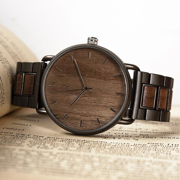 Wooden Band Quartz Battery Wristwatches Harlex Mirror Material 113g