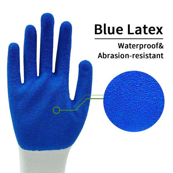 Gants de travail revêtus de caoutchouc de latex à crêpes Gants de sécurité en nylon résistant à l'usure