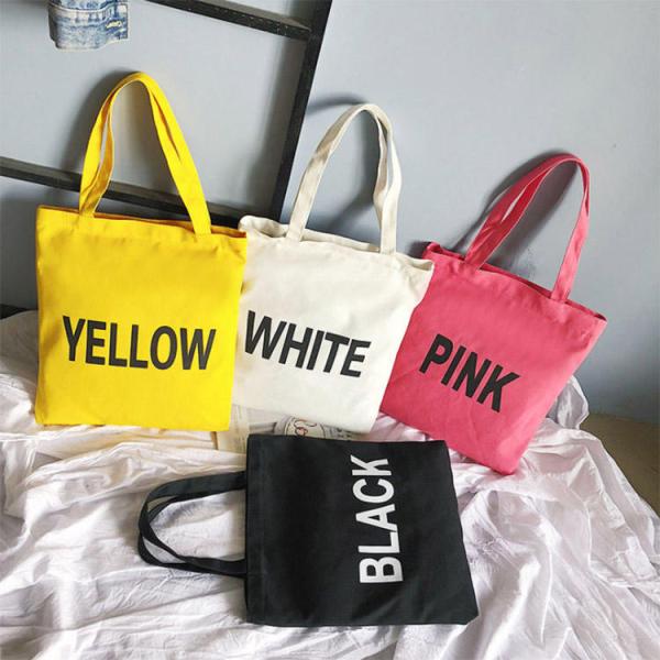 Eco Friendly Reusable Women Canvas Cotton Bag Custom Printed Organic Tote for Grocery