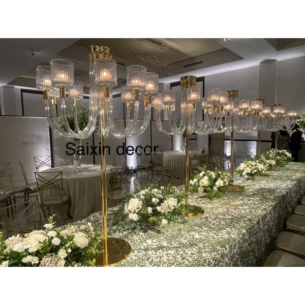 ZT-593 lujoso único candelabro de cristal alto piezas centrales de la boda