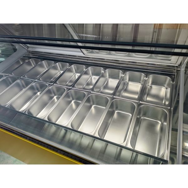 16 Trays Glass Door Hard Ice Cream Display Cabinet Italian Gelato Freezer