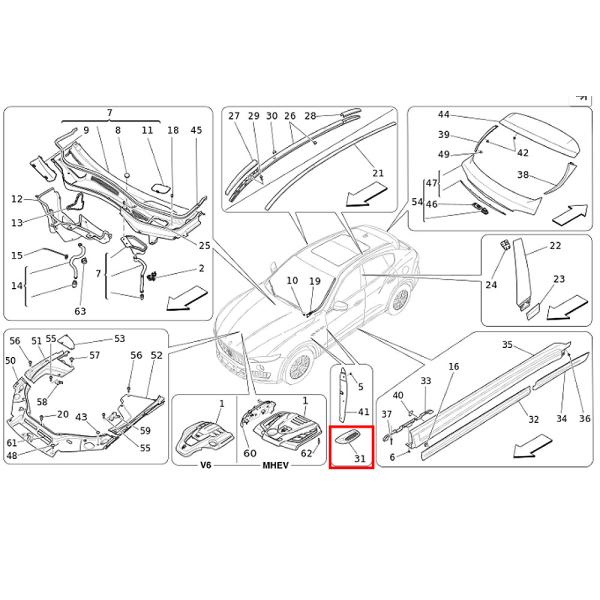 For Maserati Levante Blue Left Right Side Fender Air Outlet Vent Cover Strip Kit OEM 670065952 670065951