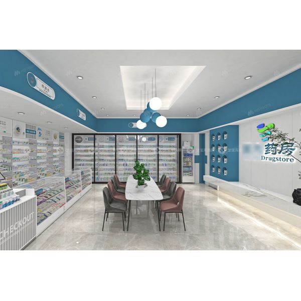03-GJZYS007 Multi-functional led lighted pharmacy shelf display pharmacy for Drugstore Store Interior Design