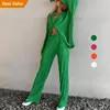 Customized logo new casual women hot style drawstring tassel Wide Leg Pants Loose Elegant Casual Two Piece Set for wemen