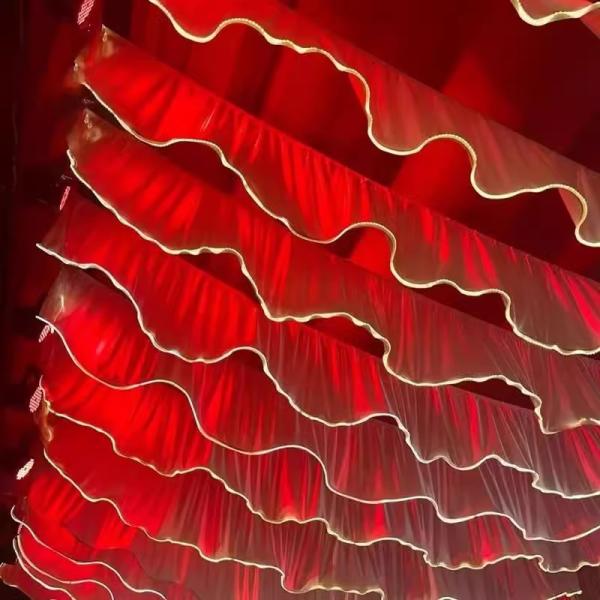 White Light S Strip Wedding Ceiling Curtain For Dance Hall Wedding Event Party Hall Decor With Led Light Strip