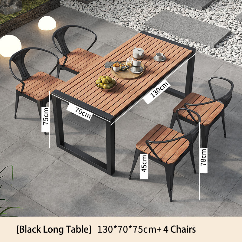 Plastic-Wood Table for Leisure Outdoor Patio Furniture Bench Coffee Table Combination