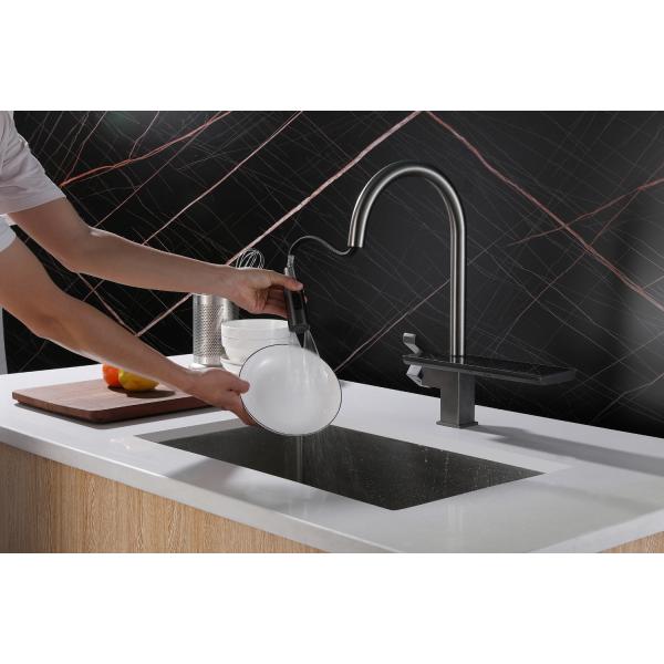 304 Stainless Steel Kitchen Faucet Pull Out Mixer Tap With Rainfall Shower Versatile