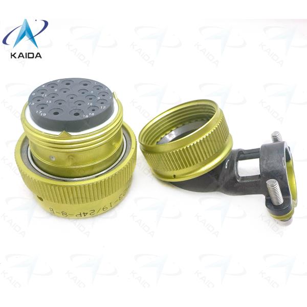ZH23 Series Circular Electrical Connector Anodized Aluminum Shell for Industrial Applications。ZH23-19/24P-8-B with Elbow Cable Clamp.