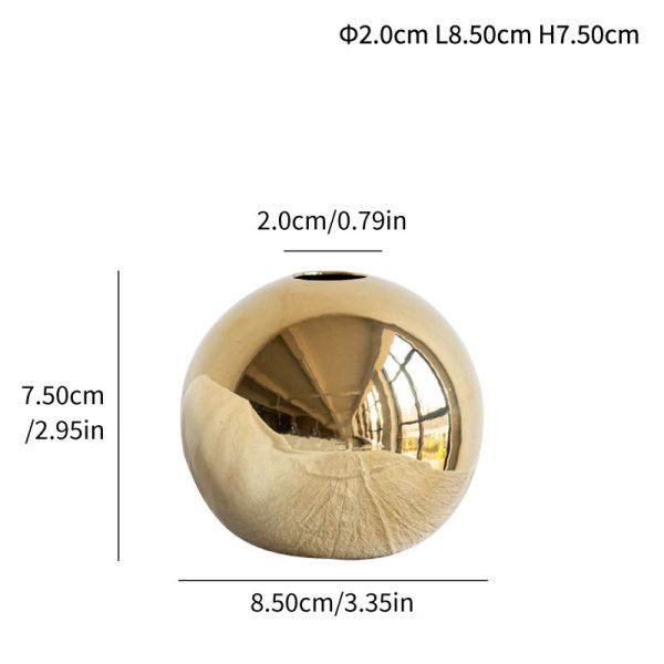 Gold Mirror Sphere Vase for Modern Home Decor