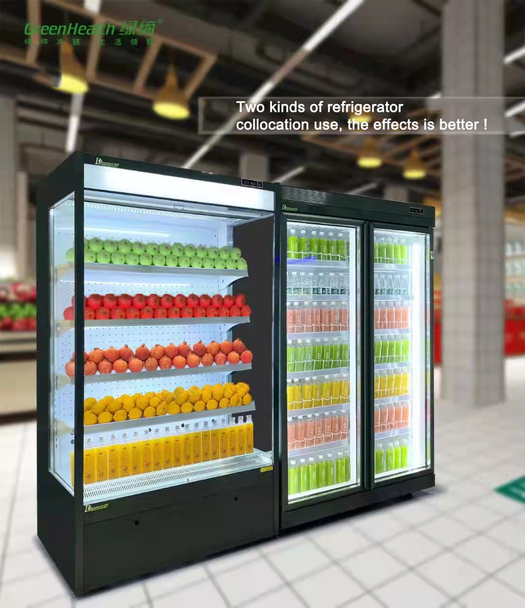Быстрая рефрижерация коммерчески Multideck показывает открытый передний охладитель малошумный
