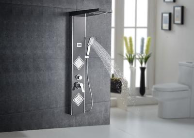 Multi Functions Thermostatic LED Shower Panel Black Painting ROVATE 8220-2