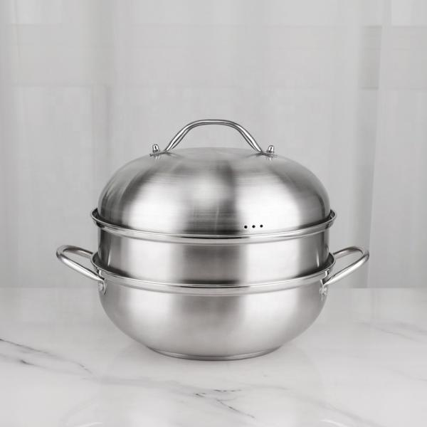 Double Food Steamer Set 28cm Stainless Steel  Non Stick For Cooking