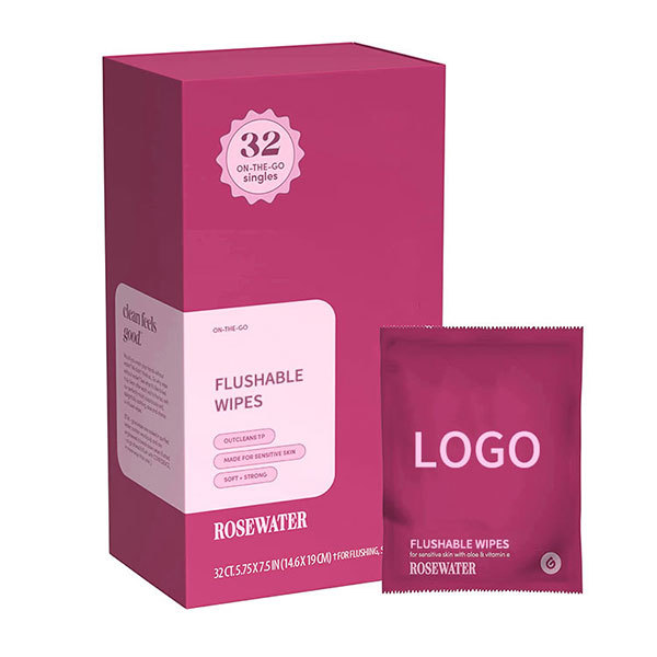 Custom Print Scented 32 Single Pack 15*20cm Individual Wrapped Flushable Feminine Wipe