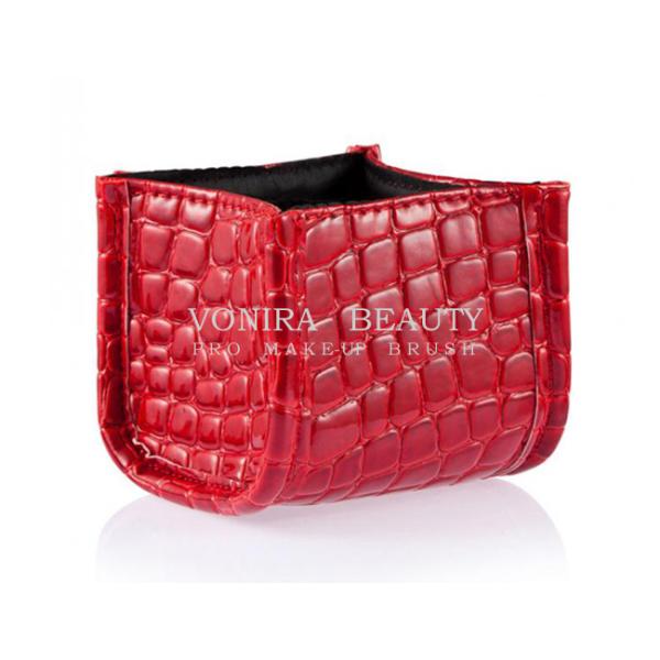 ПУ лоска Про организатора ручки случая хранения коробки держателя щетки макияжа кожи змейки косметического высокий