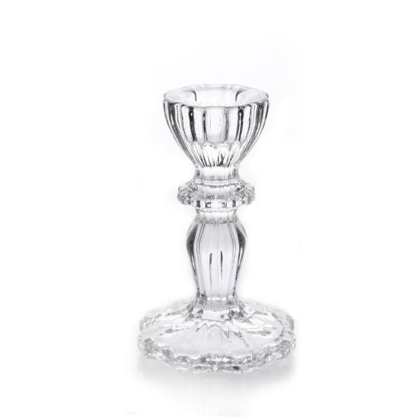 Customized Transparent Glass Candle Holder , Candelabra Candle Holder For Hotel