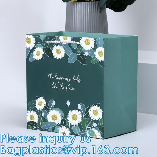 Kraft Paper Bags Square Bags, Thick Paper Bag With Window For Wedding, Party, Birthday, Shopping, Flower Bags