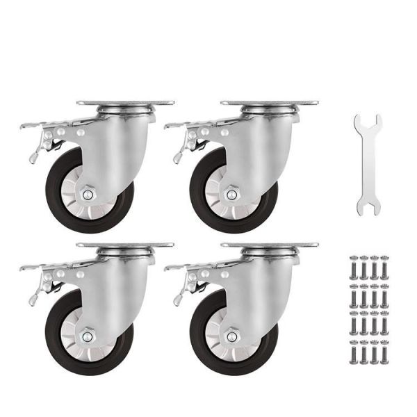 High Quality Industry Thermoplastic Rubber and Steel Caster Wheel Double Ball Bearing Swivel with Brake Mid Heavy Duty 5inch