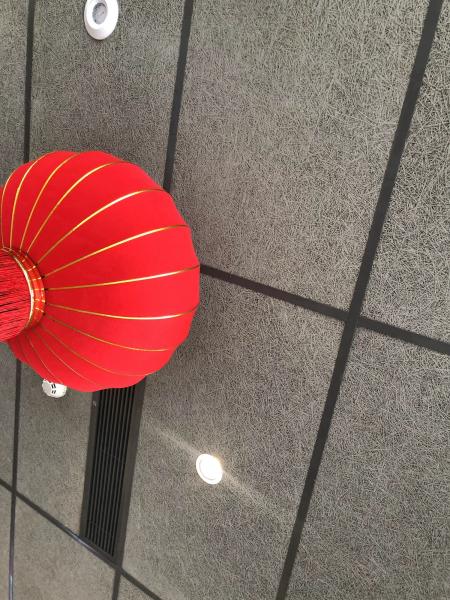 Resturant Ceiling Tile RAL Grey Wood Wool Cement Acoustic Baffles Soundproofing Board