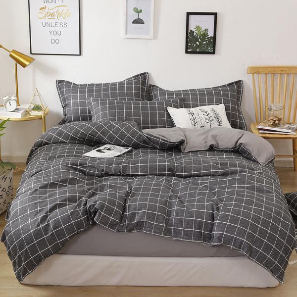 Couverture de couette 100% de luxe 4 pièces Lit ensemble avec 2 pièces Casse d'oreiller Fourniture d'hôtel