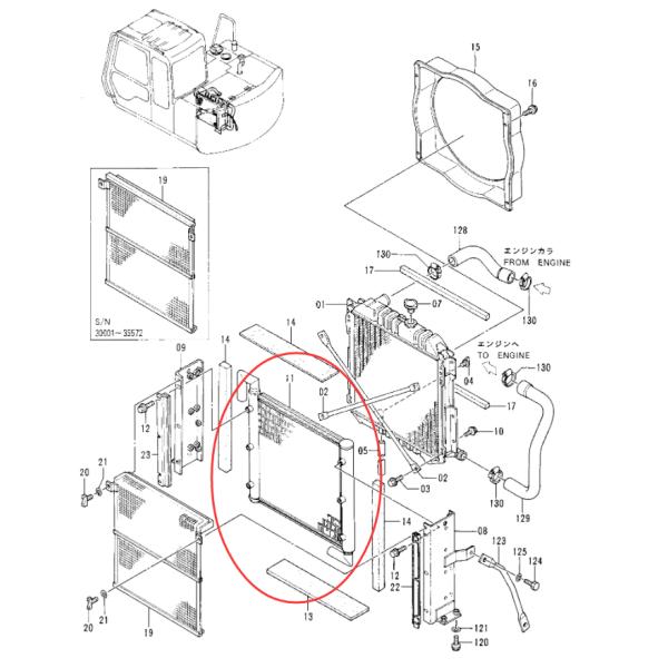 4301309 Oil Cooler EX60-2 EX60-3 For Hitachi Excavator Hydraulic Spare Parts
