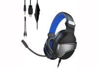Écouteurs de jeu de 40MM avec câble tressé rétro-éclairé de Mic And Light LED le plein USB