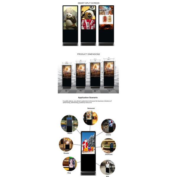 Реклама LCD 32 дюймов показывает пол высокой яркости стоя Signage цифров