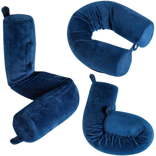 Memory Foam Neck Support Travel Pillow Bendable Roll Pillow for Sleeping on Airplane