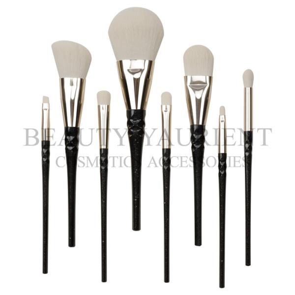 Cheek  Full Face Makeup Brush Set 8pcs Fish Scale Shaped Aluminum Ferrule