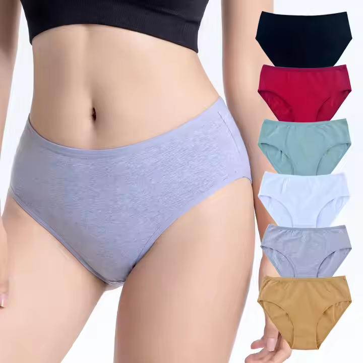 Custom Printed Breathable 100% Cotton Women's Underwear Mid-Rise Panties Custom Logo for Women