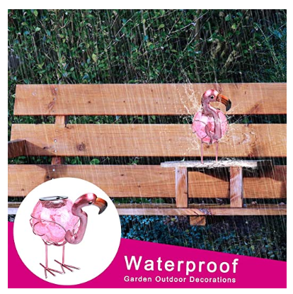 Glass 6.3 Inch 0.3W Solar Powered Pink Flamingos