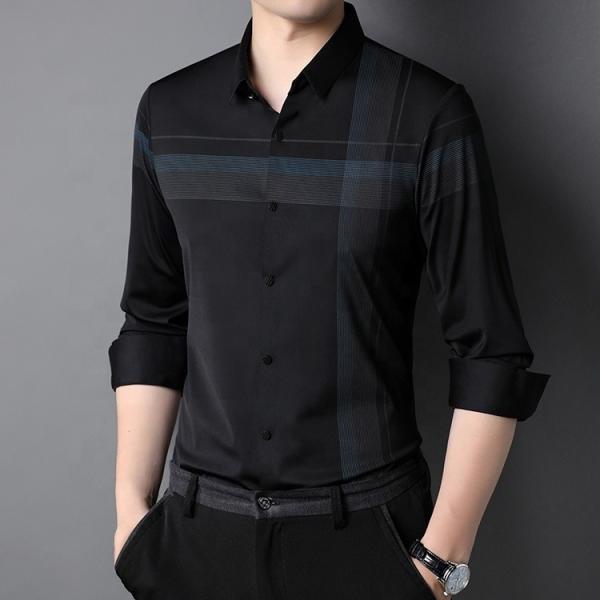 Camisas de manga longa com riscas Homens Slim Fit Modas vintage Roupas de Outono Camisa personalizada 2021
