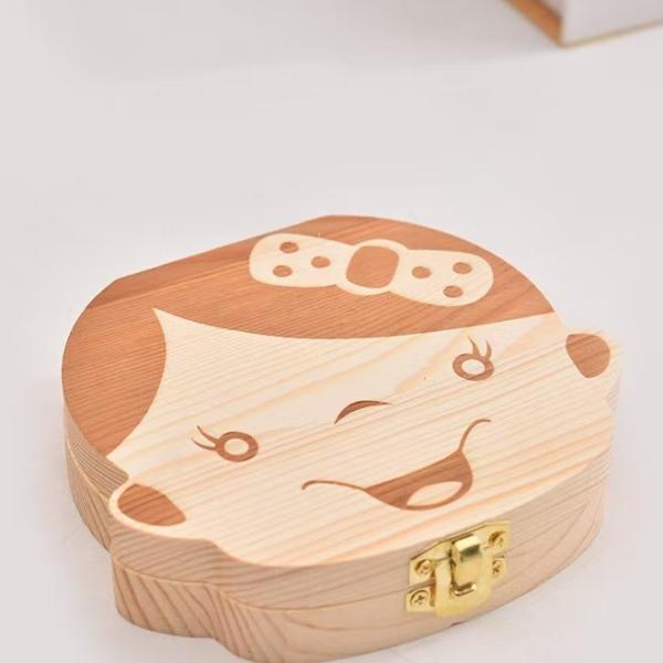 Boîte à souvenirs de dent de bébé, première boîte à souvenirs de dent pour enfants - Boîte cadeau en bois pour garçons et filles