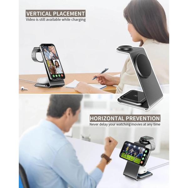 Алюминиевое магнитное беспроводное зарядное устройство для iPhone Samsung Qi Phones Earbuds и iWatch