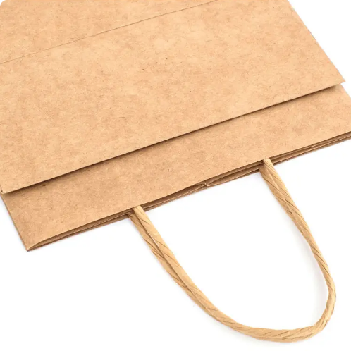 Recyclable Brown Kraft Paper Tote Bag With Paper Handles Lightweight Disposable Bag For Packaging