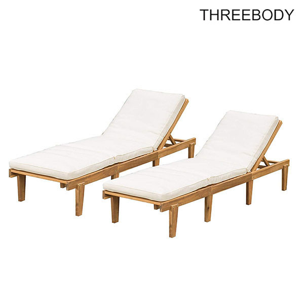 Modern Outdoor Chaise Lounge , Brow / Beige Patio Furniture Chaise Lounge