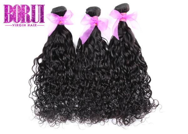 Nenhum cabelo malaio de derramamento da onda de água, cutícula alinhou o preto natural do cabelo do Virgin