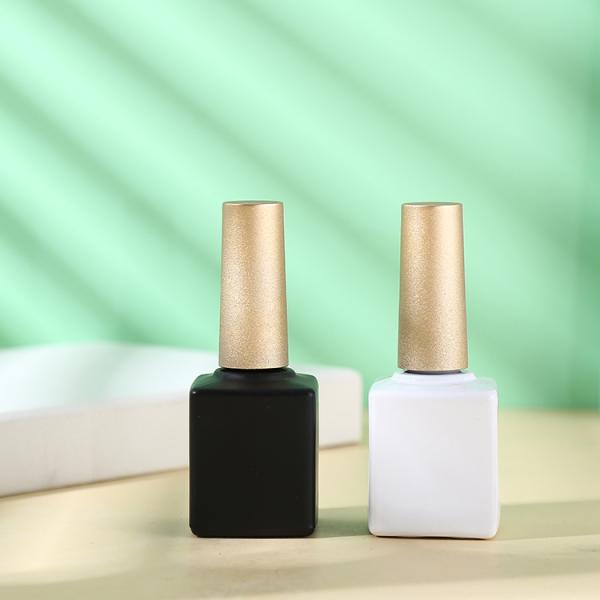 15ml White and Black Empty Gel Nail Polish Bottles Glass Body PP Cap Dupont Brush Clear Top Silver Gold Nail Polish Caps